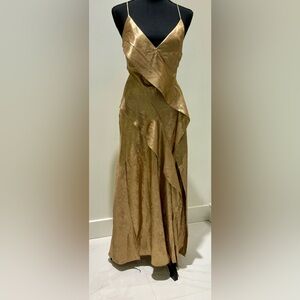 Acler gold dress w ruffle